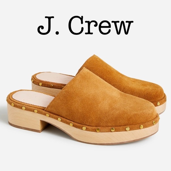 J. Crew Dakota Studded Tan Suede Clogs Size 5 - Picture 1 of 13